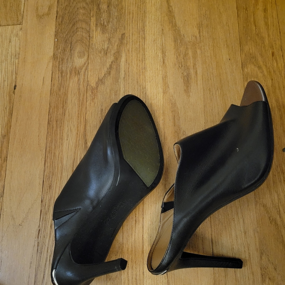 Calvin Klein Black Peep-Toe Heels - Picture 2 of 2